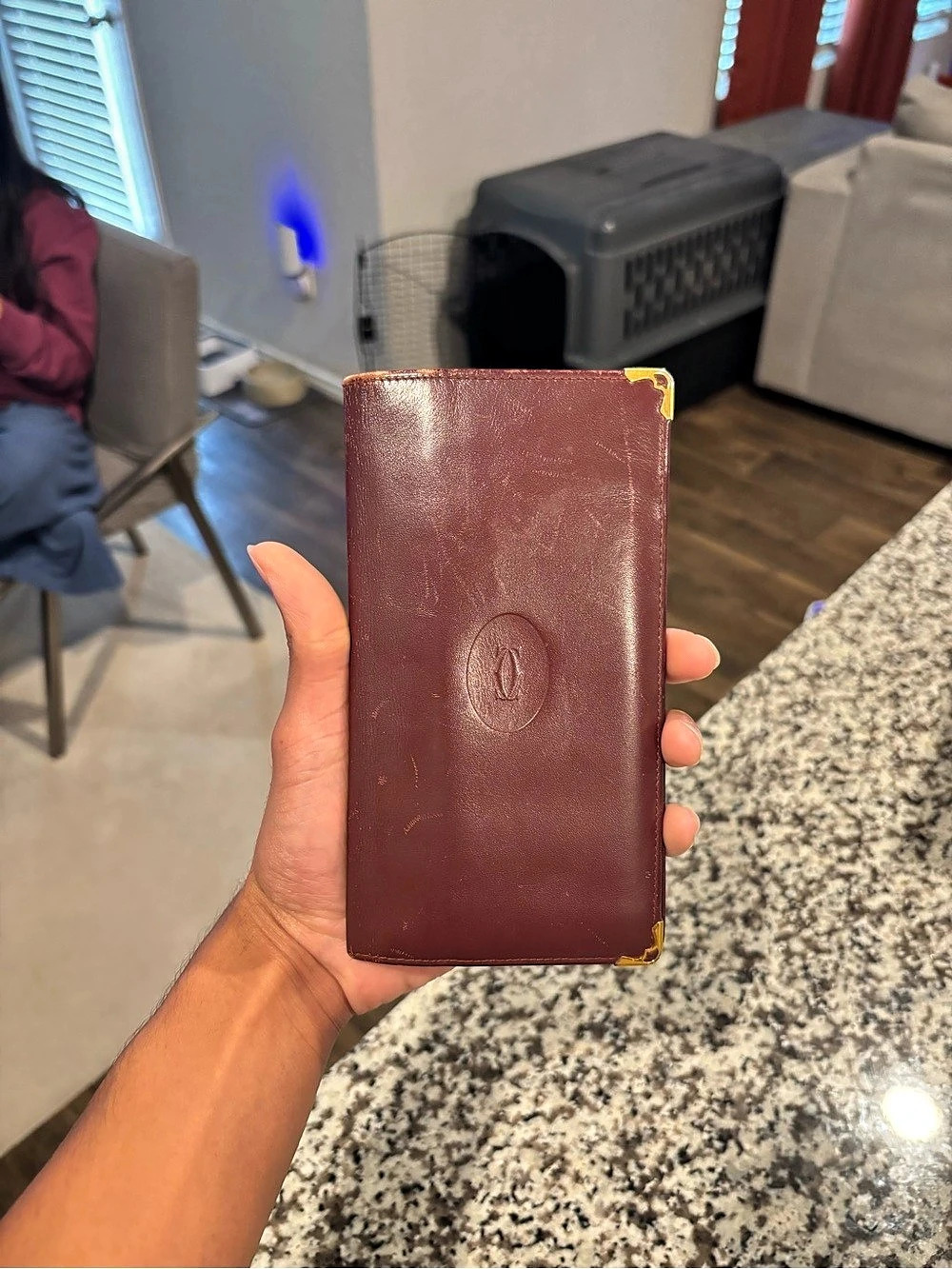 Cartier Leather Burgundy Long Bifold Wallet | Burgundy/Maroon | Small